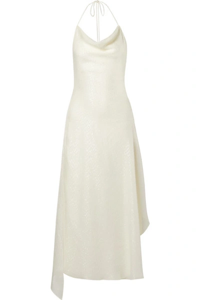 Juan Carlos Obando Silk Fil Coupé Halterneck Dress In White