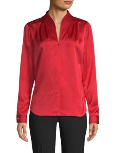 Elie Tahari Diya Slit-sleeve Silk Blouse In Barn Door