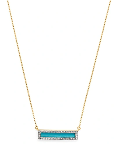 Adina Reyter 14k Yellow Gold Turquoise & Diamond Bar Pendant Necklace, 17 In Blue/gold