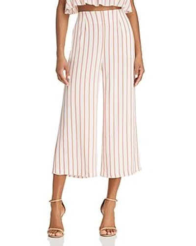Sage The Label Aurelia Striped Cropped Wide-leg Pants In Coral