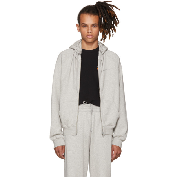 Vetements Grey Free-hugs.com Normal Fitted Zip Hoodie In Grey+print ...