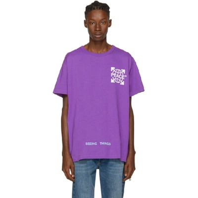 Off-white Purple Peace Globe T-shirt In 2901 Violet White