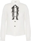 Miu Miu Crystal-embellished Lace-trimmed Crepe De Chine Blouse In White