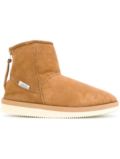 Suicoke Brown Suede Shearling Boots