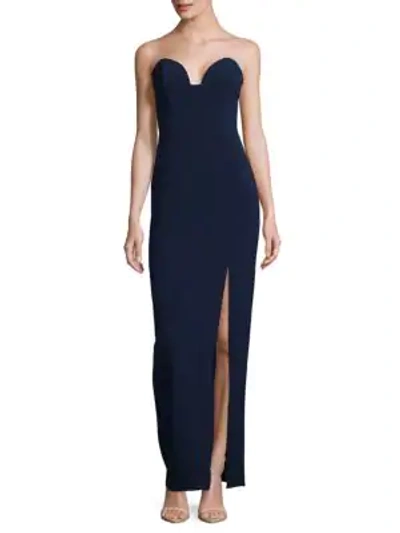 Nicole Miller Strapless Sweetheart Gown In Navy