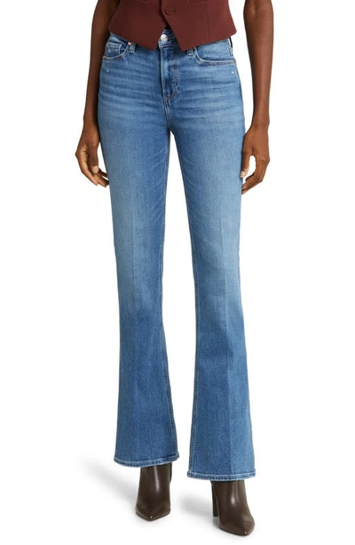 Paige Laurel High Rise Flare Jeans In Rock Show Distressed In Blue