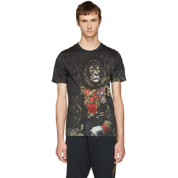 Dolce & Gabbana Green Royal Lion T-shirt | ModeSens