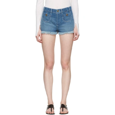 Chloé Blue Denim Cut-off Shorts