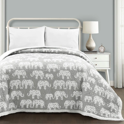 Lush Decor Elephant Parade Sherpa Blanket/coverlet