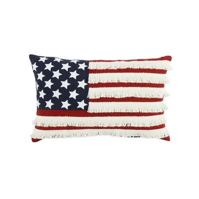 Lush Decor American Flag Fringe Decorative Pillow