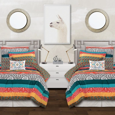 Lush Decor Boho Stripe 5 Piece Comforter Set Back To Campus Dorm Room Bedding