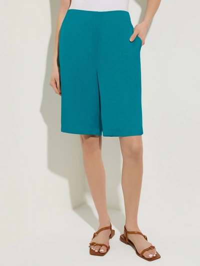 Misook Knee-length Woven Shorts In Blue