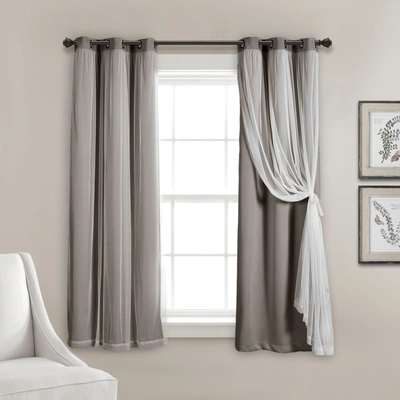 Lush Decor Lush Décor Grommet Sheer Panels With Insulated Blackout Lining Light Gray 38x45 Set