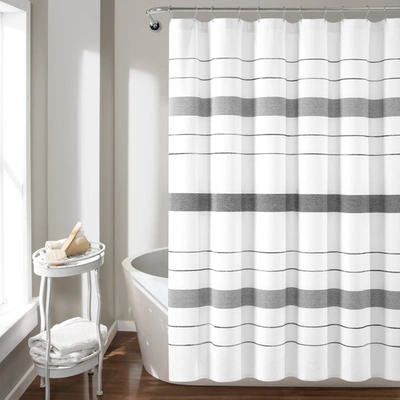 Lush Decor Lush Décor Chic Stripe Yarn Dyed Eco-friendly Recycled Cotton Shower Curtain Black/gray Single 72x72