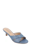 Journee Collection Berkly Snake-embossed Slide Sandal In Blue