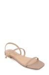 Journee Collection Crishell Snake-embossed Flat Sandal In Taupe