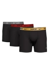 Nike Dri-fit Essential 3-pack Stretch Cotton Boxer Briefs In Black Multi Metal