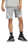 Adidas Originals Pro Block Basketball Shorts In Metal Grey/ White