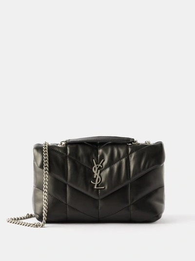 Saint Laurent Puffer Toy Mini Quilted Leather Cross-body Bag In Black  