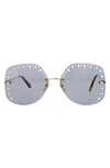 Chloé 63mm Oversize Geometric Sunglasses In Gold Light Blue