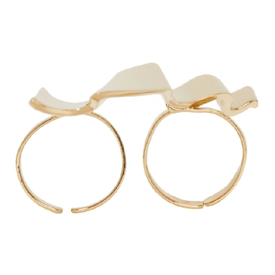 Saint Laurent Gold Babylone Two-finger Ring In 8030 Gold