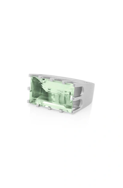 Dean Davidson Baguette-cut Simulated Green Amethyst Castle Ring In Green Amethyst/ Silver