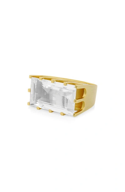 Dean Davidson Baguette-cut Crystal Quartz Castle Ring In Crystal Quartz/ Gold