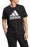 Adidas Originals Single Jersey Cotton Big Logo Graphic T-shirt In Black/ White