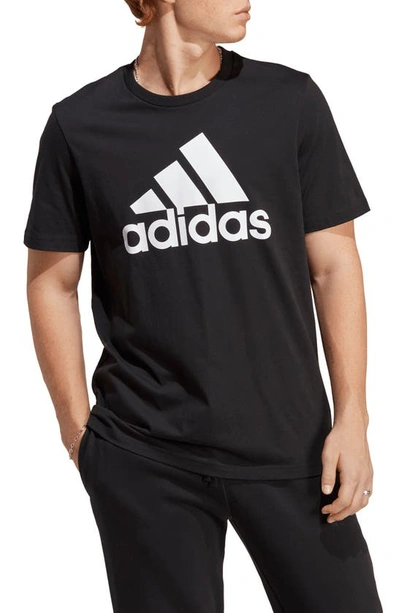 Adidas Originals Single Jersey Cotton Big Logo Graphic T-shirt In Black/ White