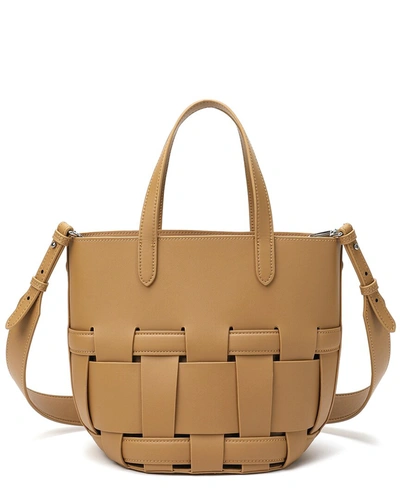 Tiffany & Fred Woven Leather Shoulder Bag In Beige