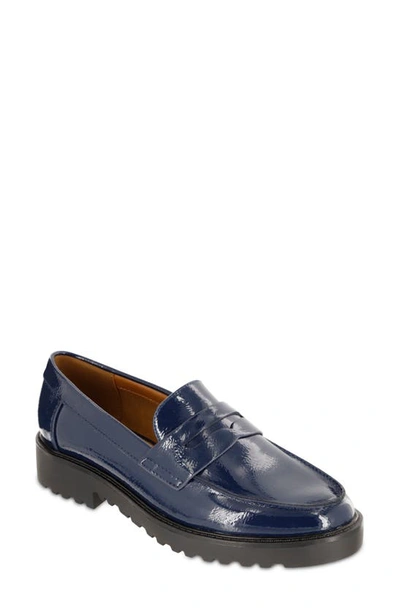 Mia Amore Hali Lug Sole Penny Loafer In Navy