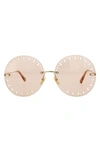Chloé Novelty 63mm Oversize Round Sunglasses In Gold Orange