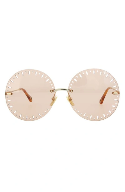 Chloé Novelty 63mm Oversize Round Sunglasses In Gold Orange