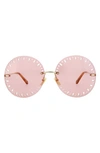 Chloé Novelty 63mm Oversize Round Sunglasses In Gold Pink