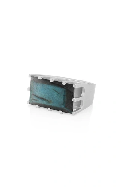 Dean Davidson Baguette-cut Simulated Labradorite Castle Ring In Labradorite/ Silver