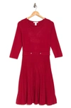 London Times Long Sleeve Pleated Flare Skirt Dress In Samba