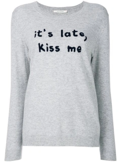Chinti & Parker Kiss Me Intarsia Cashmere Sweater In Grey