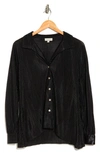 Chenault Satin Rib Knit Button-up Top In Black