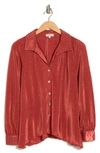 Chenault Satin Rib Knit Button-up Top In Cayenne