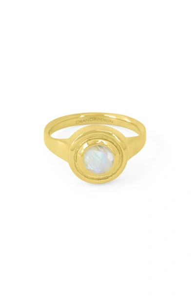 Dean Davidson Simulated Moonstone Signet Pedestal Ring In Moonstone/ Gold