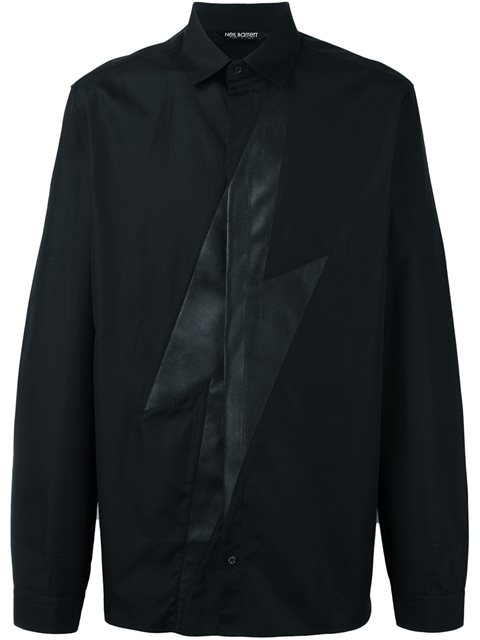 Neil Barrett Leather Thunder Shirt In Black | ModeSens