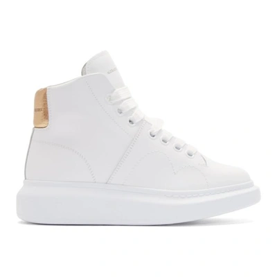 Alexander Mcqueen White & Gold Oversized High-top Sneakers