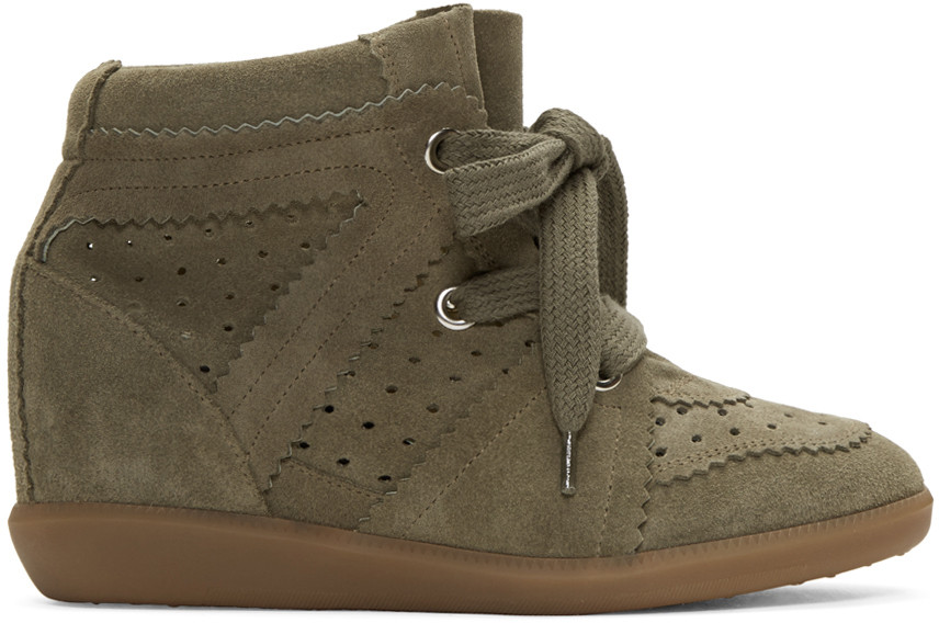 Isabel Marant Green Bobby Wedge Sneakers In 50ta Taupe | ModeSens