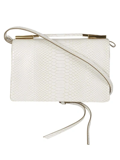 Stella Mccartney Small Snake Embossed Shoulder Bag In White