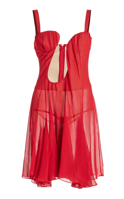 Nensi Dojaka Asymmetric Mini Dress In Red