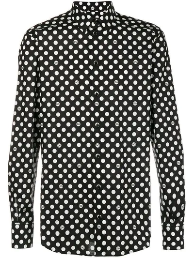 Dolce & Gabbana Slim-fit Polka-dot Stretch-cotton Poplin Shirt - Black