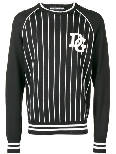 Dolce & Gabbana Dolce And Gabbana Black And White Striped The King Sweater In Multi-colored