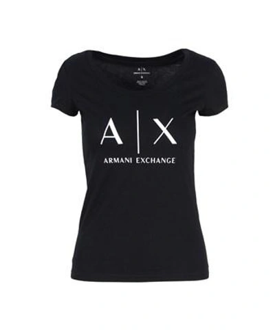 Armani Exchange Women's Black Cotton T-shirt | ModeSens