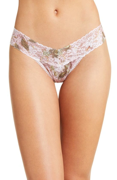 Hanky Panky Printed Low-rise Signature Lace Thong In Antique Lily
