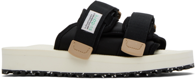 Suicoke Moto-cab-eco Touch-strap Sandals In Black/ivory